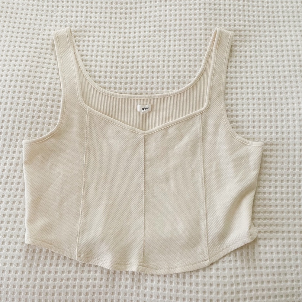 Aerie Cream Ribbed Tank Top